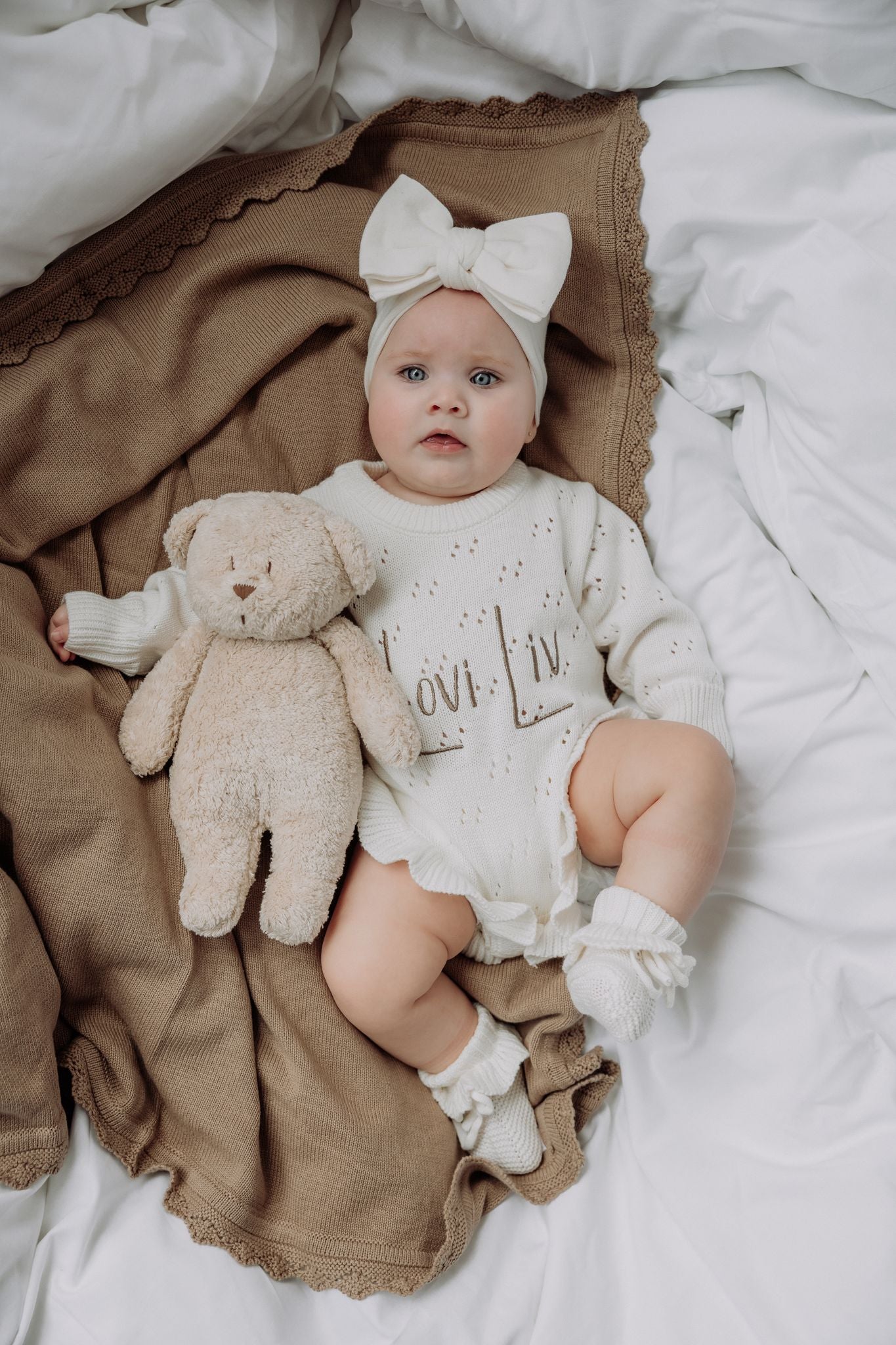 Pointelle Ruffle Romper | Milk