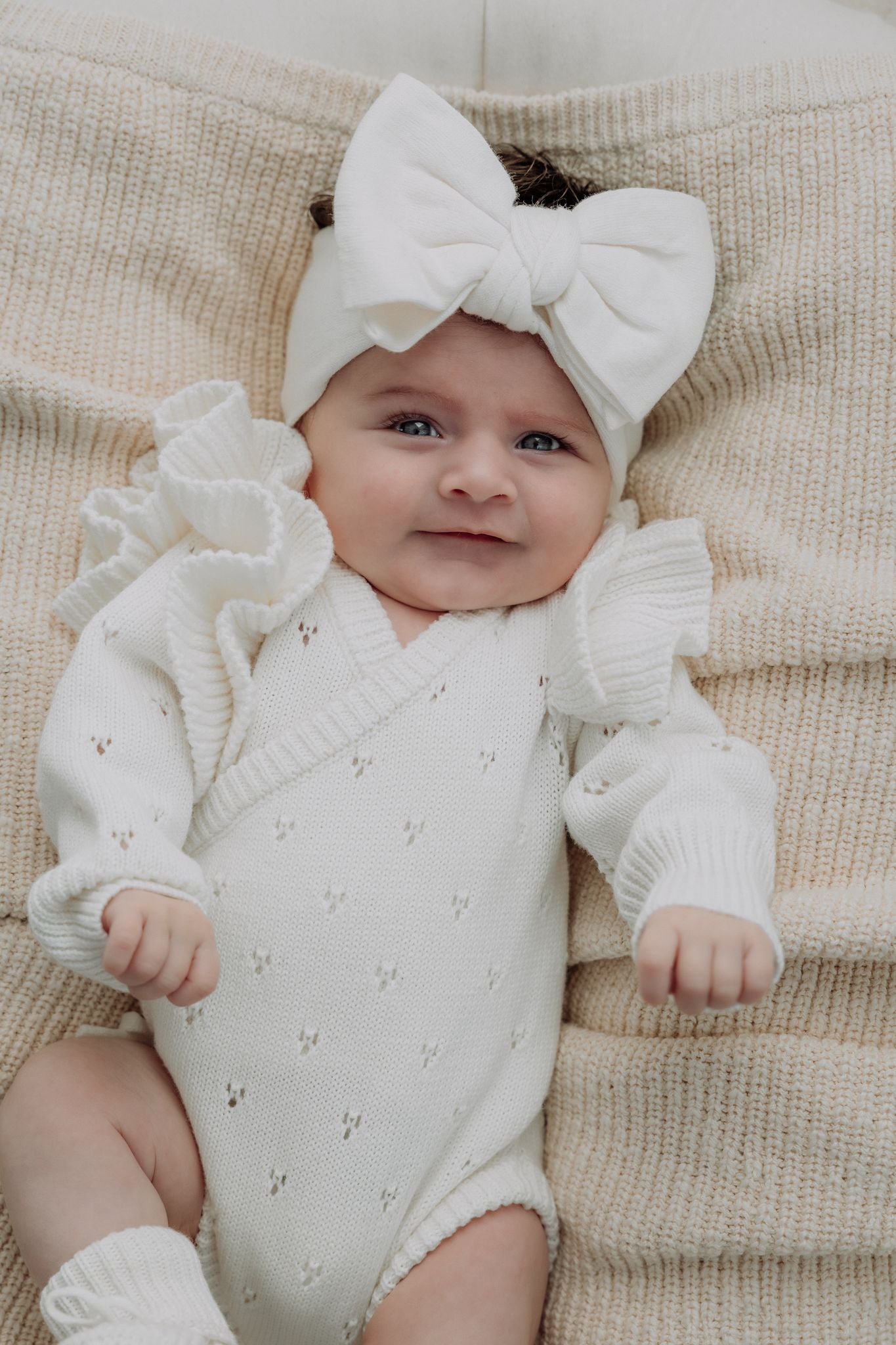 Pointelle Overslag Romper | Milk