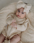 Pointelle Ruffle Romper | Almond