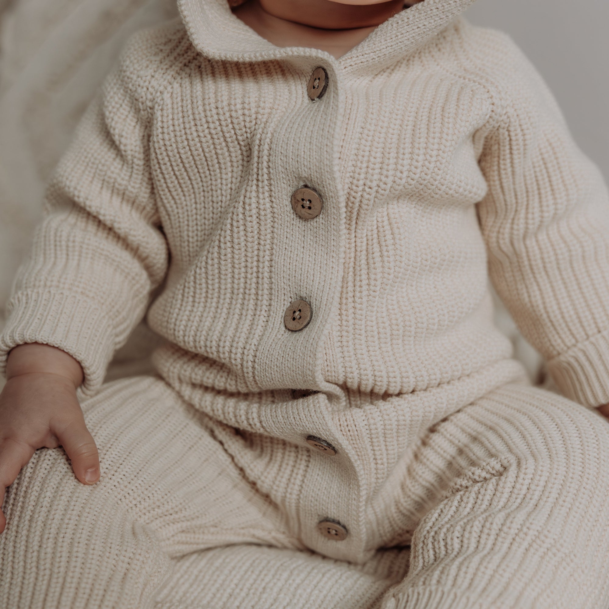 Knitted Hooded Playsuit | Honey