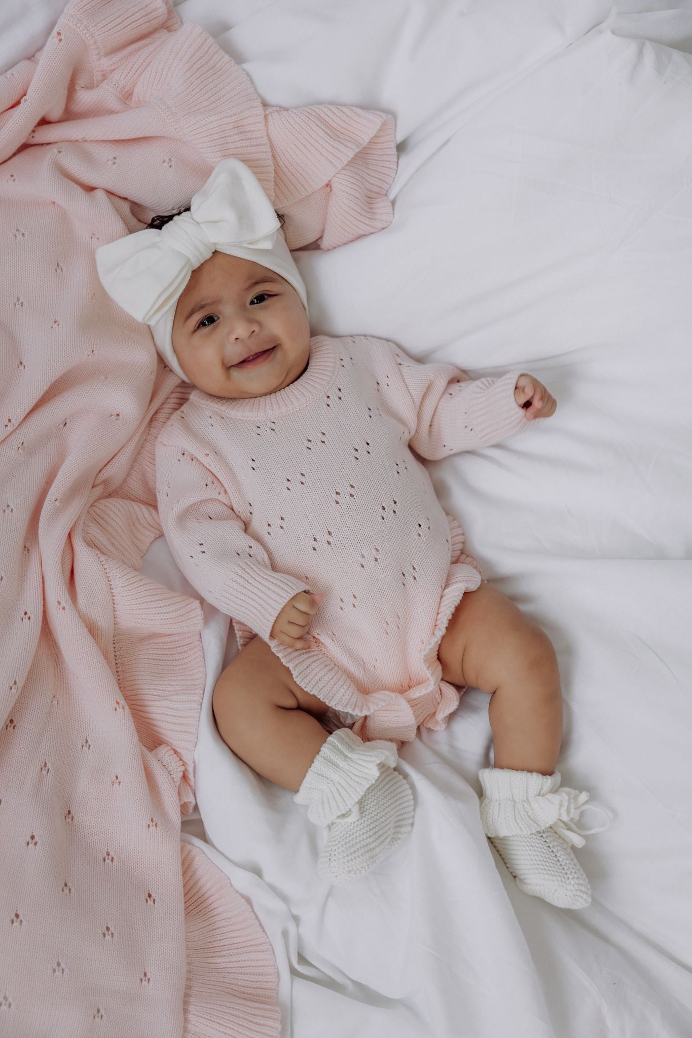 Pointelle Ruffle Romper | Pink