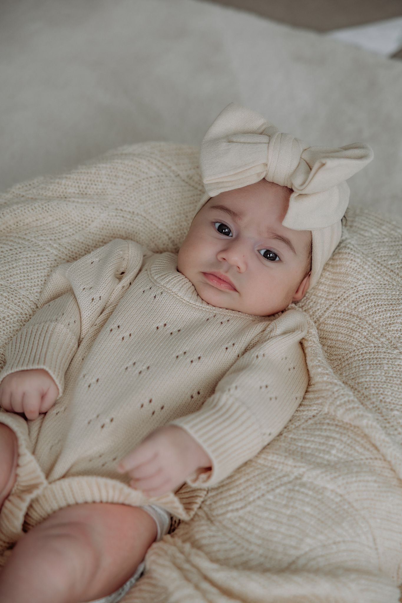 Pointelle Ruffle Romper | Almond