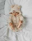 Knitted Hooded Playsuit | Honey