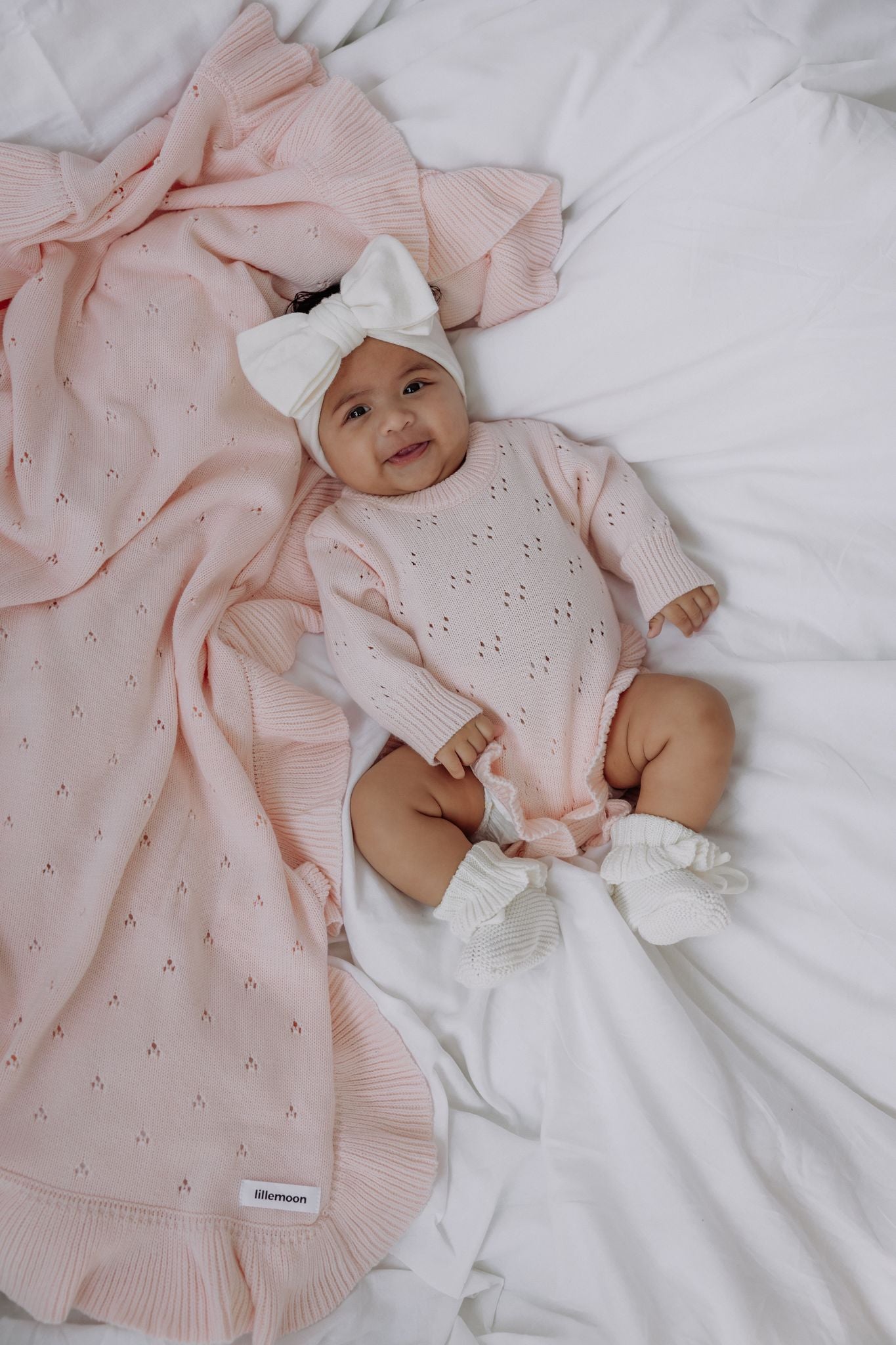 Pointelle Ruffle Romper | Pink