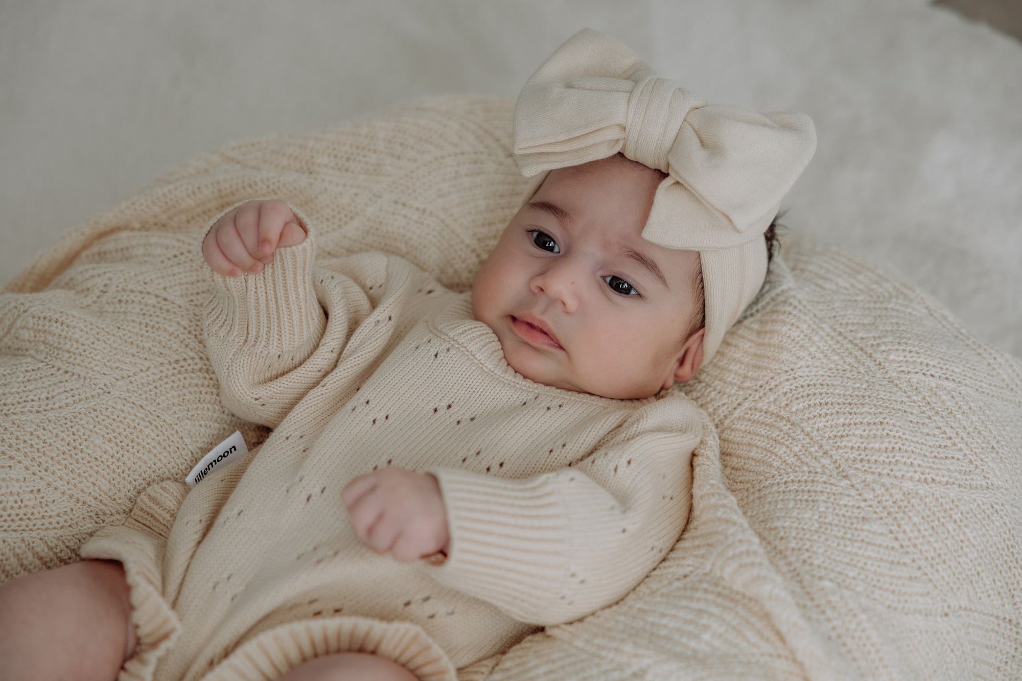 Pointelle Ruffle Romper | Almond