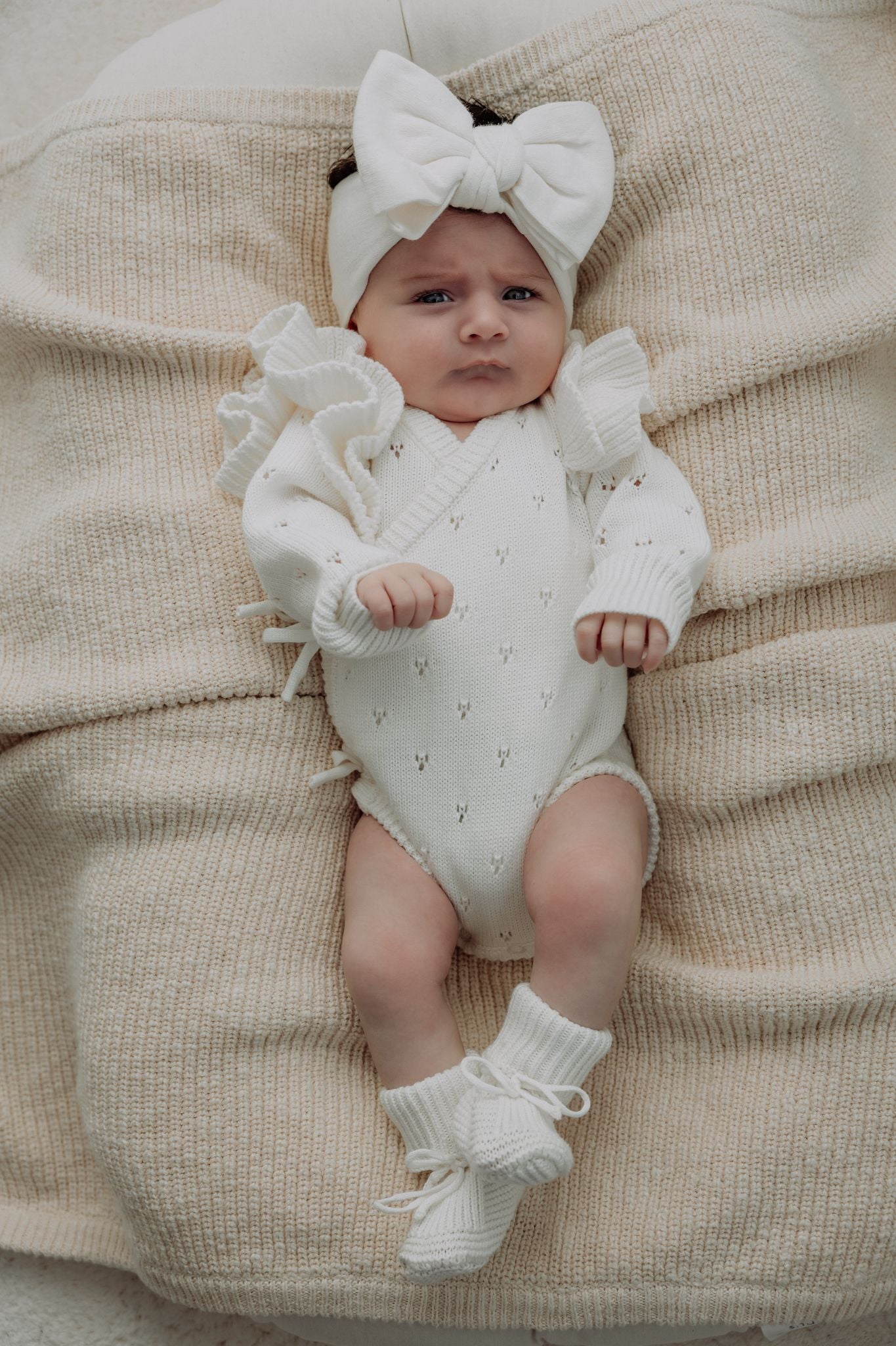 Pointelle Overslag Romper | Milk
