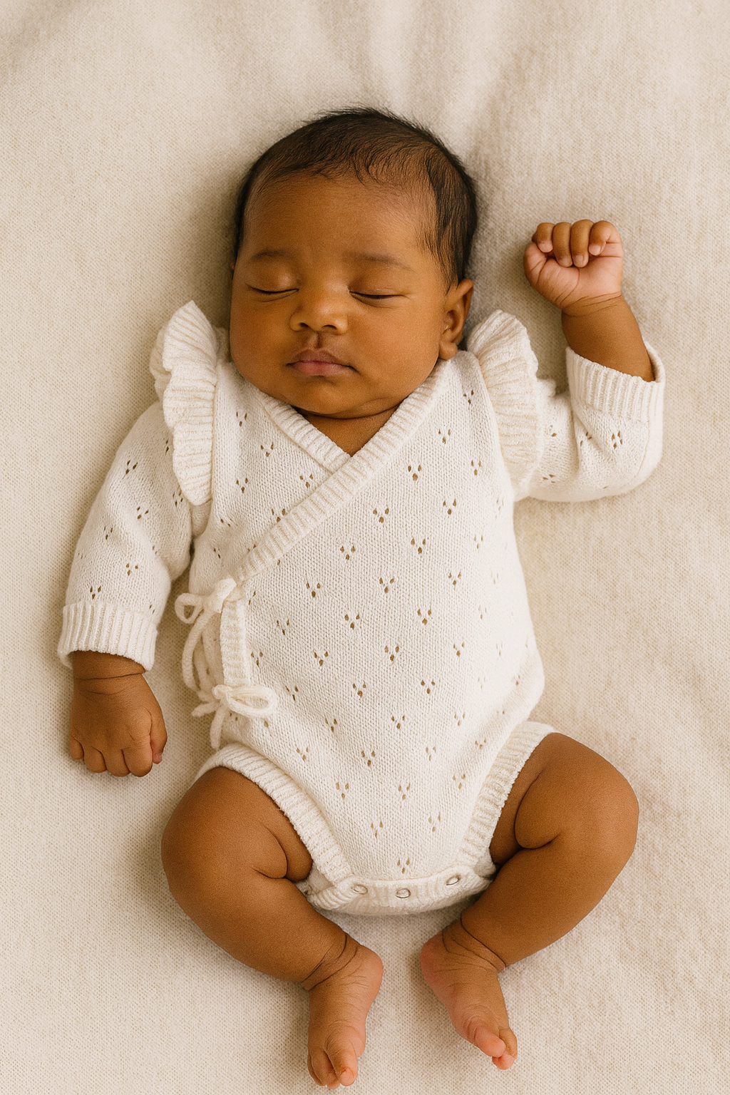 PRE-ORDER (begin okt) - Pointelle Overslag Romper | Milk