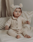 Knitted Hooded Playsuit | Honey