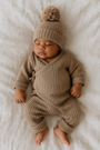 Knitted Pom Beanie | Brown