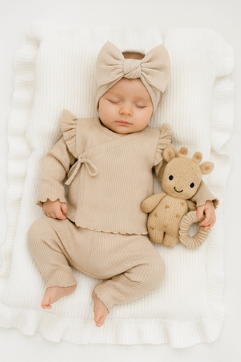 PRE-ORDER (eind sep) - Kimono Ruffle Set | Almond