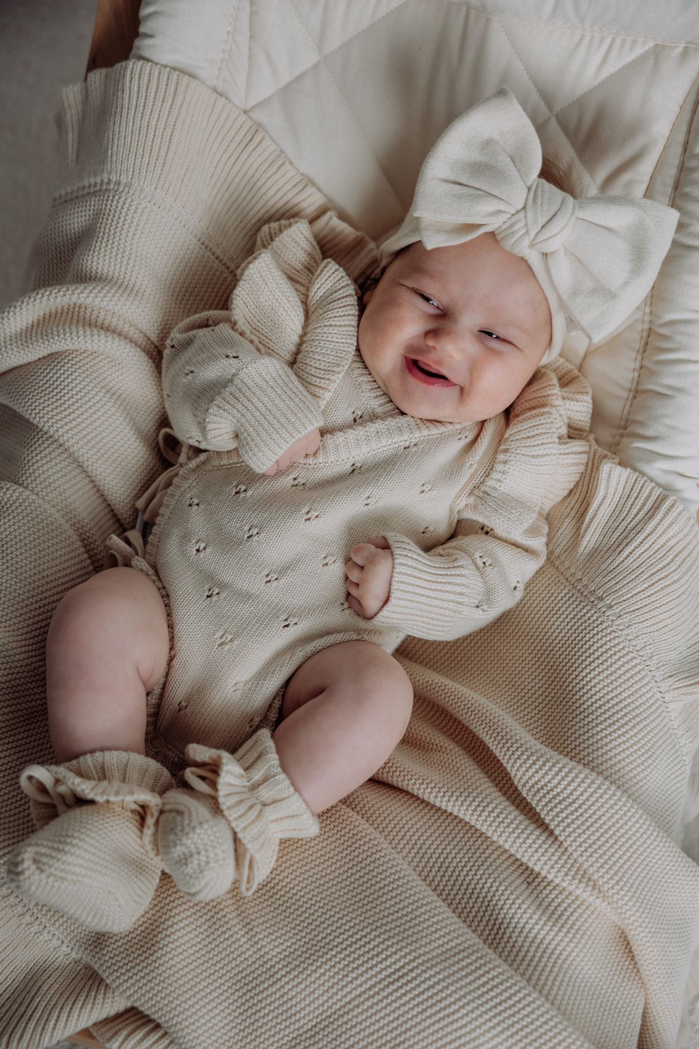Pointelle Overslag Romper | Almond