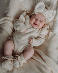 Pointelle Overslag Romper | Almond