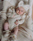 Pointelle Overslag Romper | Almond