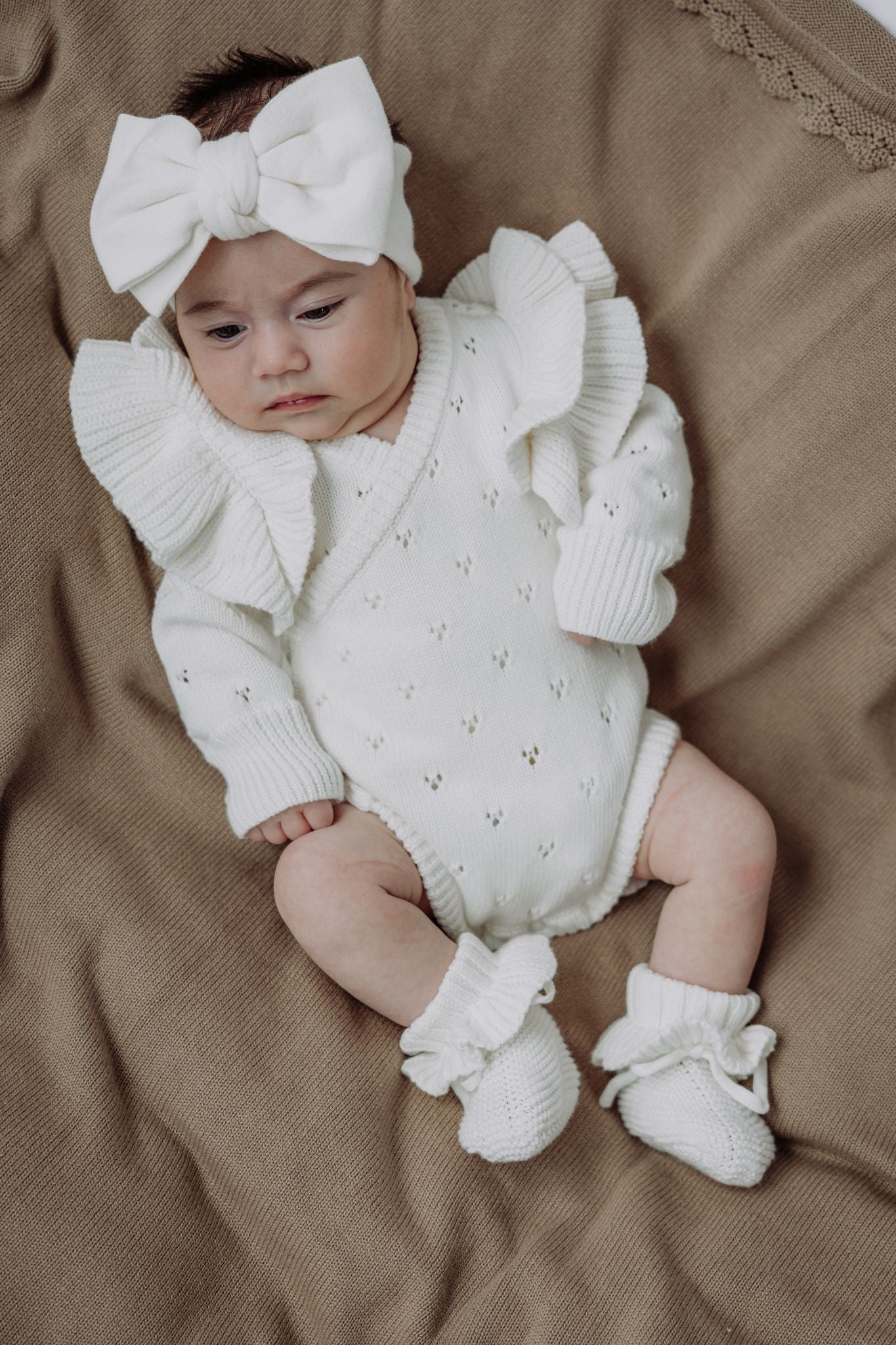 Pointelle Overslag Romper | Milk