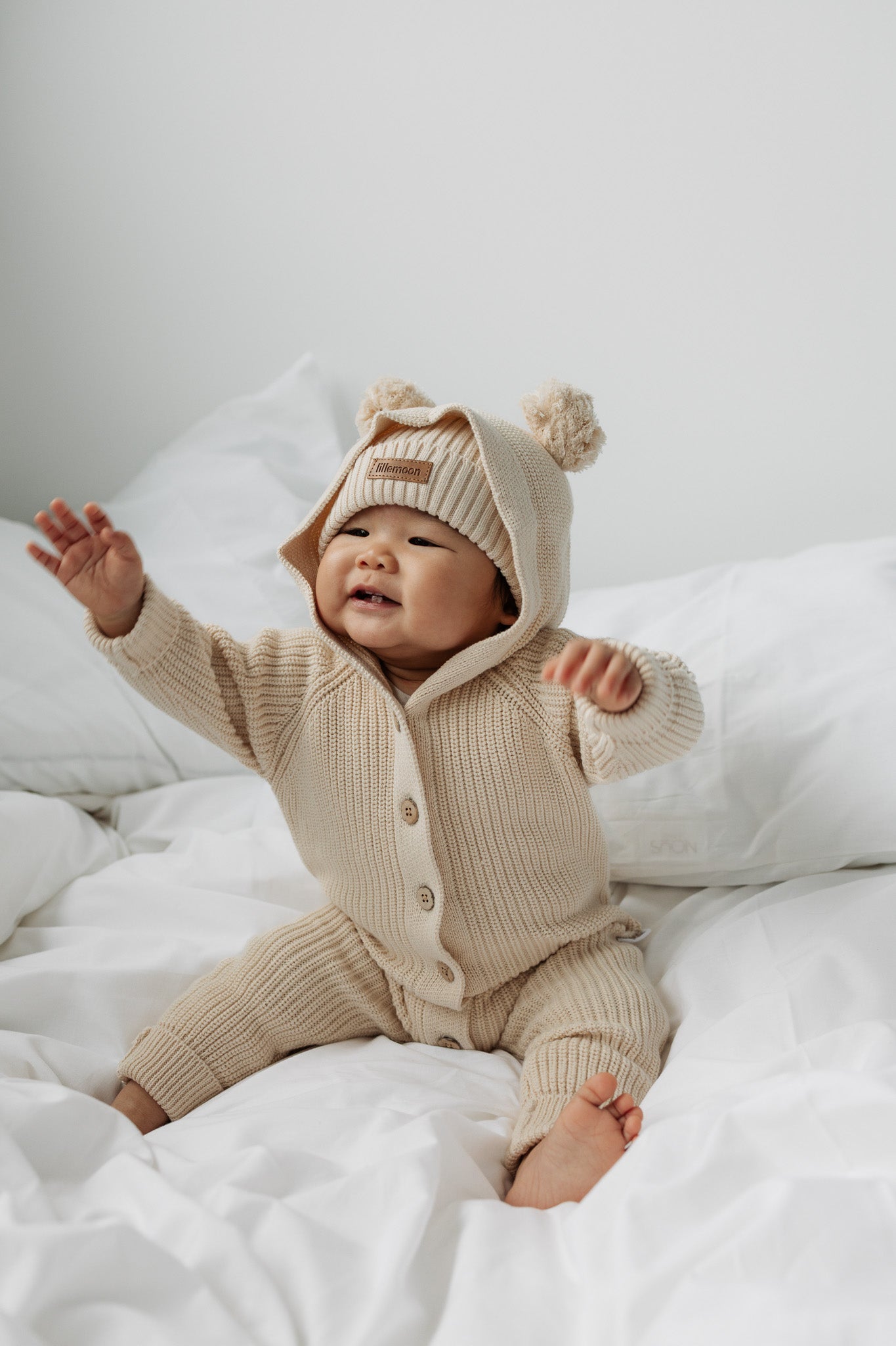 Knitted Hooded Playsuit | Honey