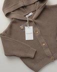 Knitted Cardigan with Hood | Brown