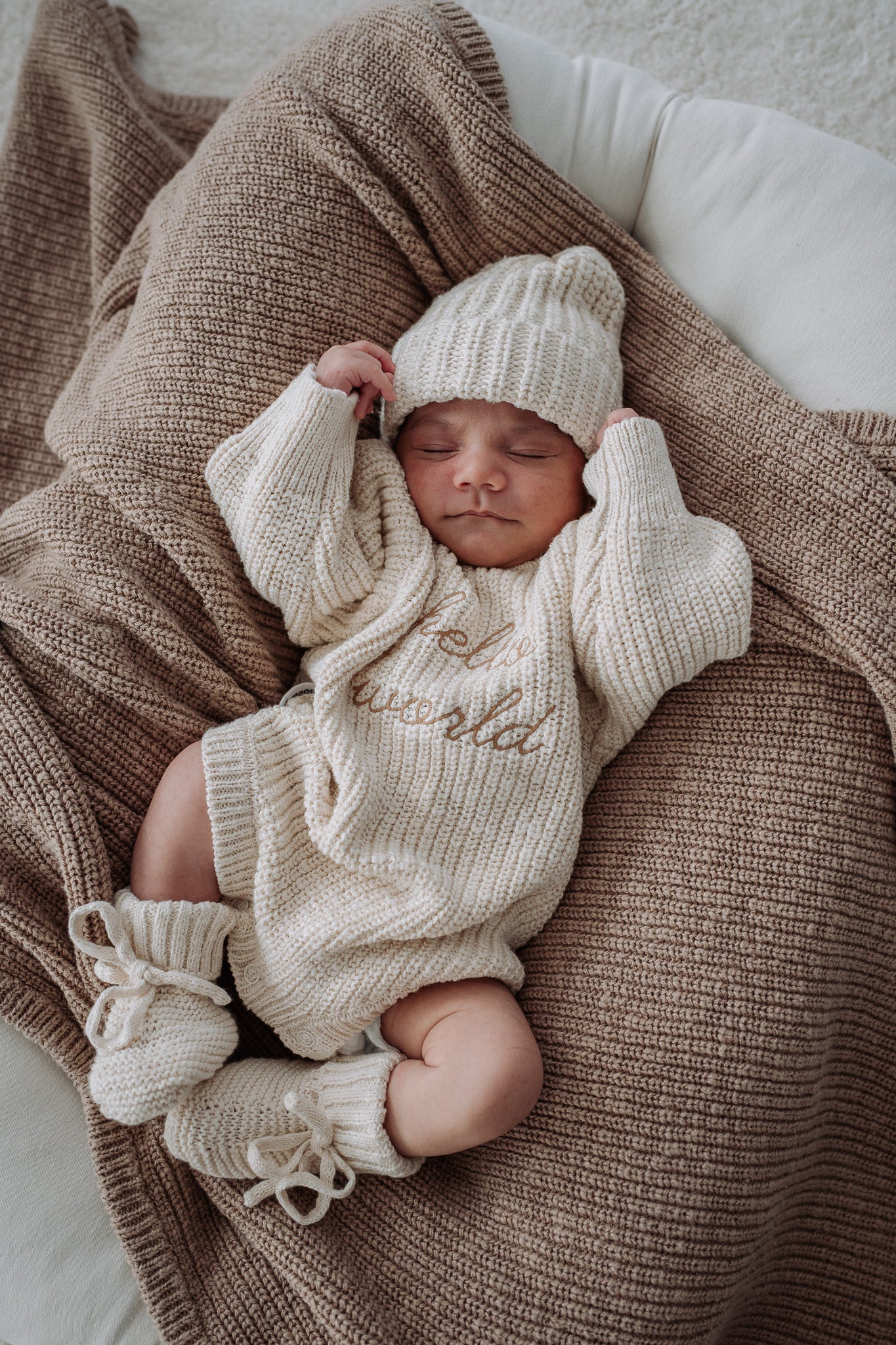 “Hello World” Romper | Oat