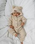 Knitted Hooded Playsuit | Honey