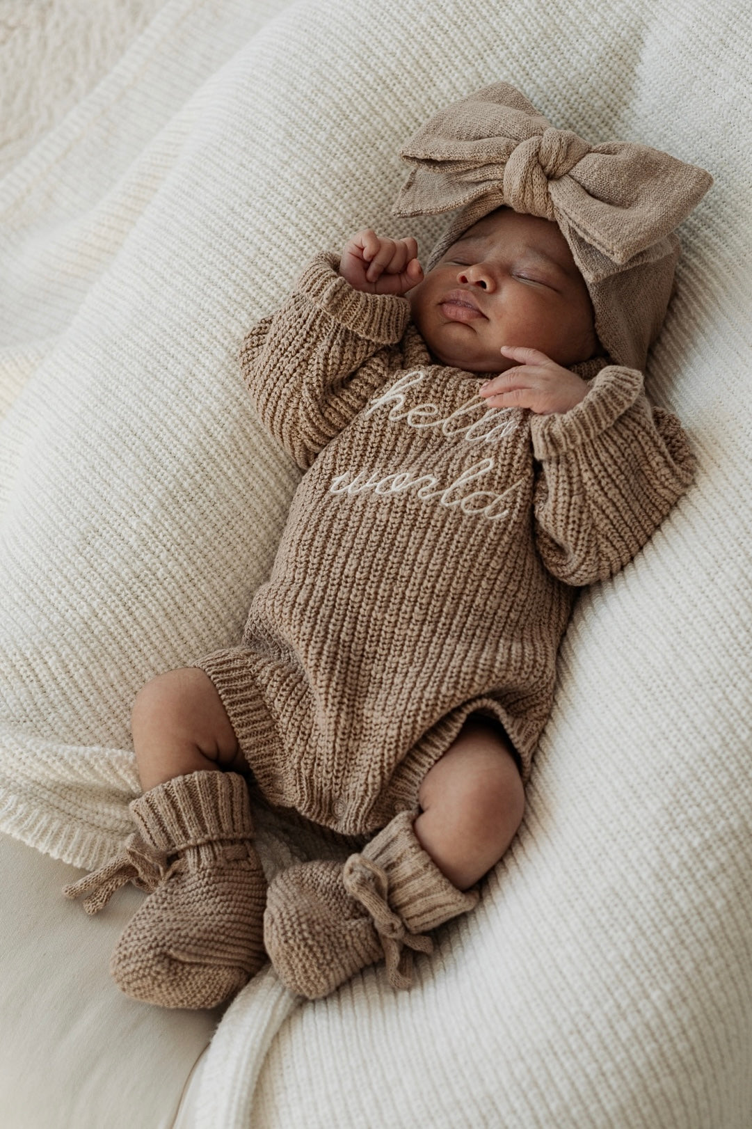 “Hello World” Romper | Walnut