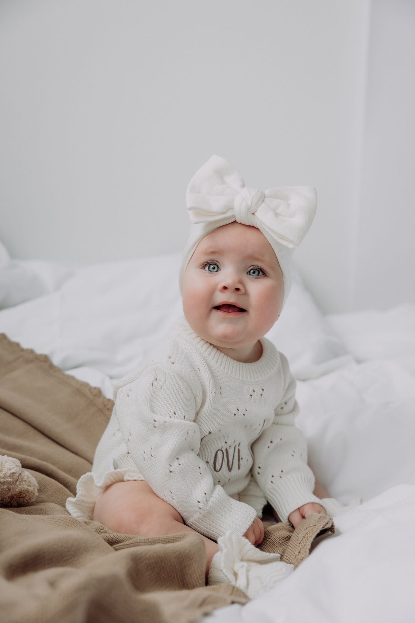 Pointelle Ruffle Romper | Milk