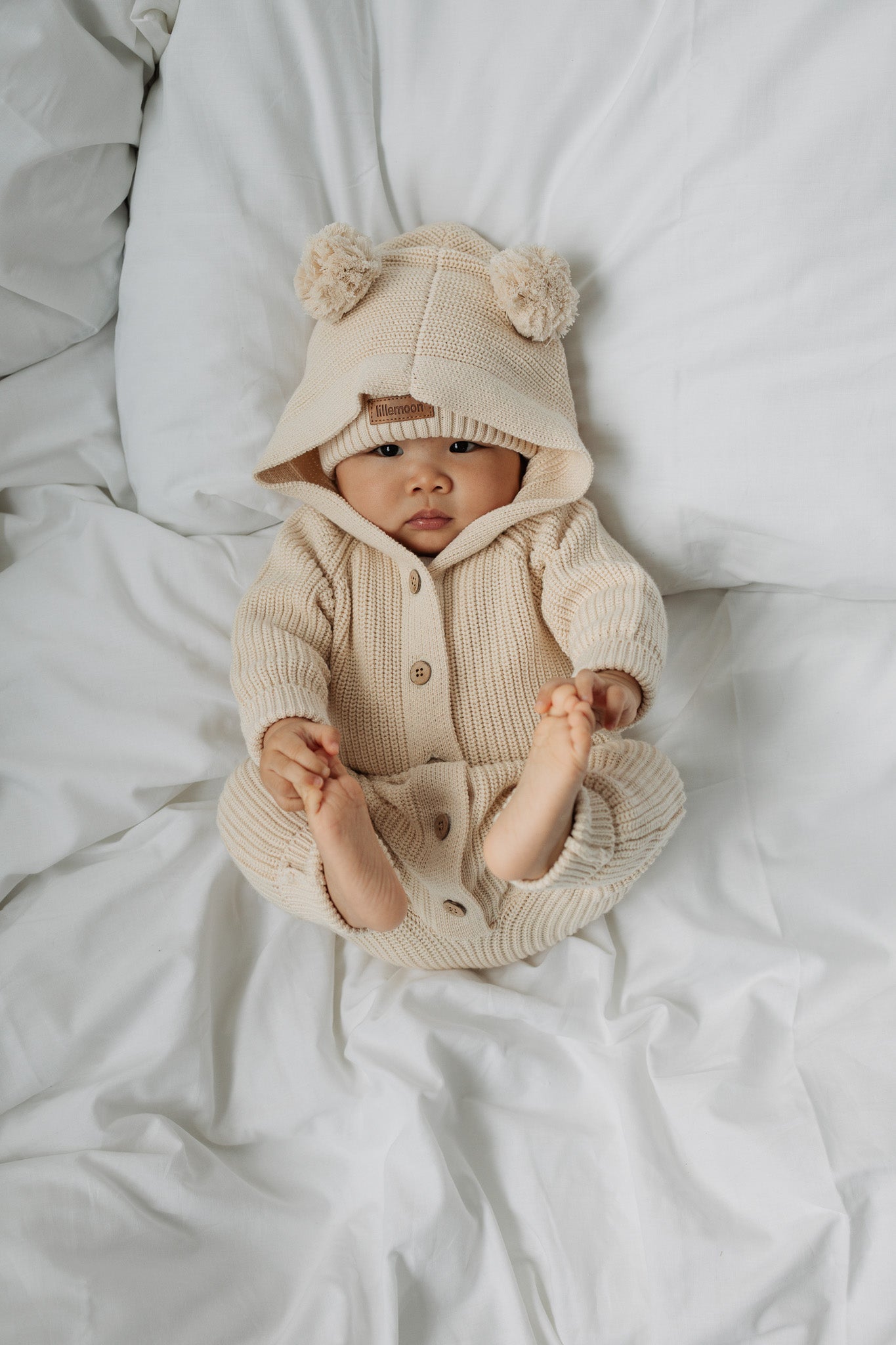 Knitted Hooded Playsuit | Honey