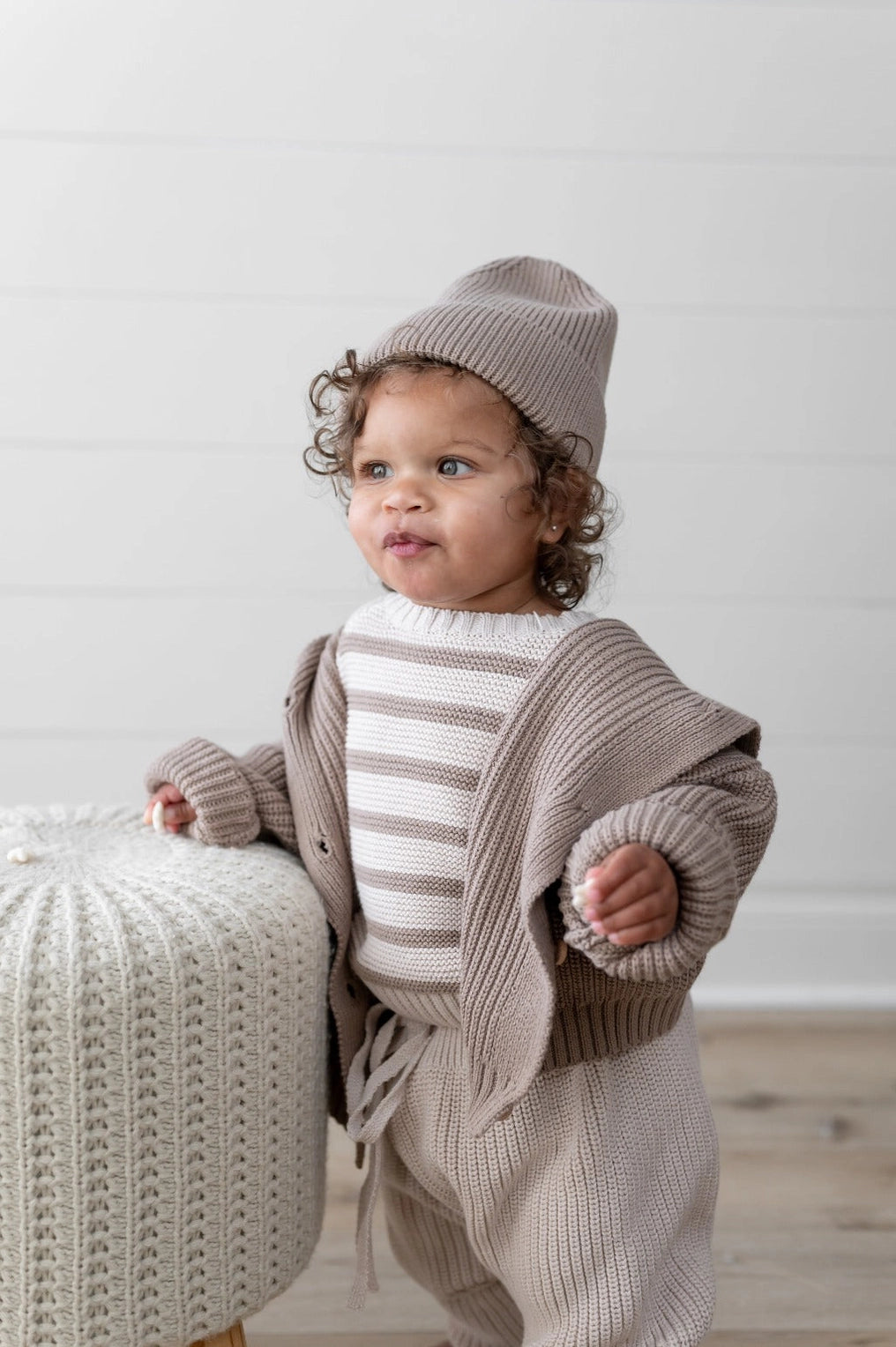 Knitted Cardigan with Hood | Brown