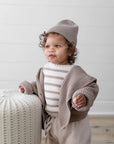 Knitted Cardigan with Hood | Brown