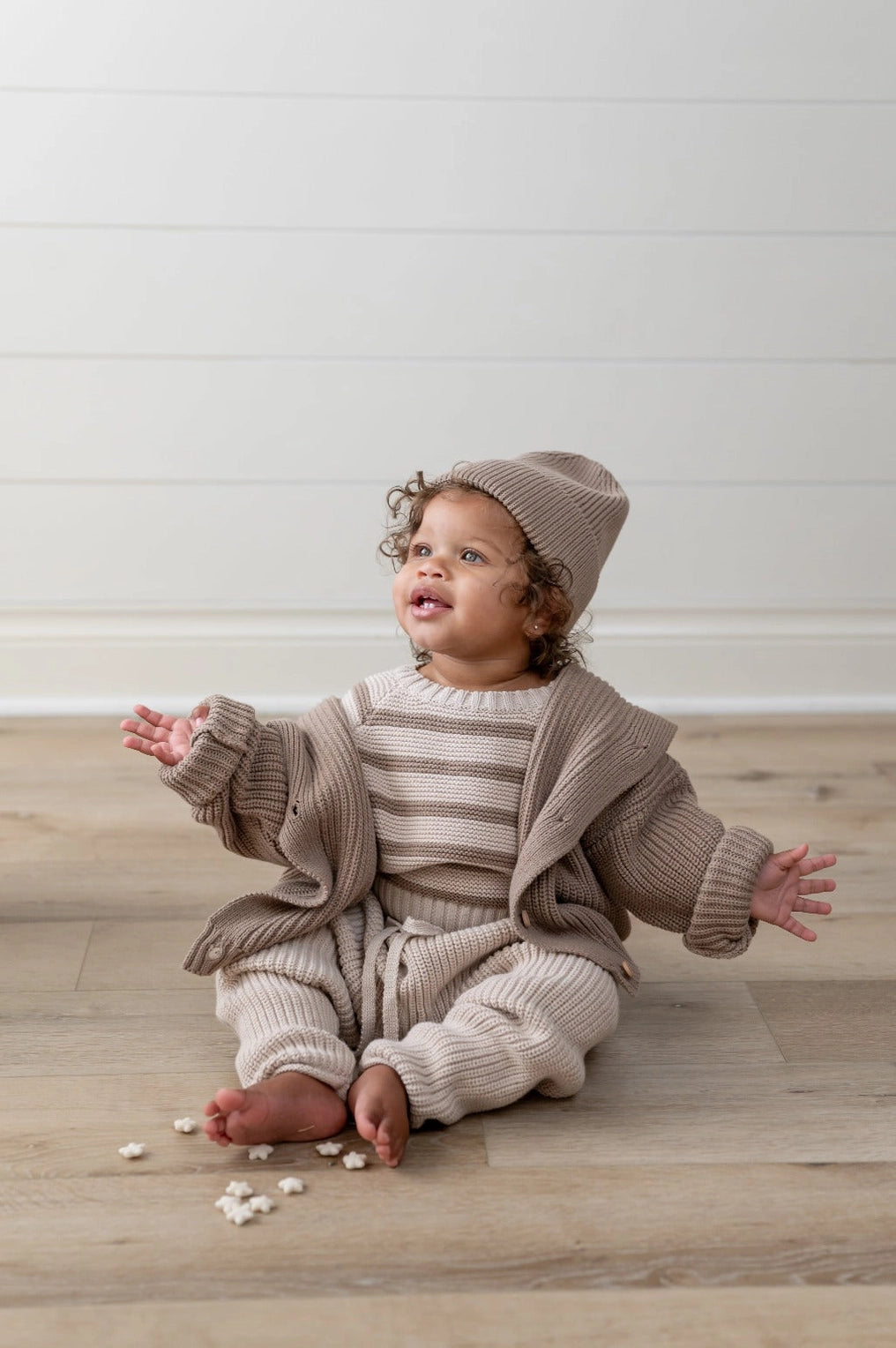 Knitted Cardigan with Hood | Brown