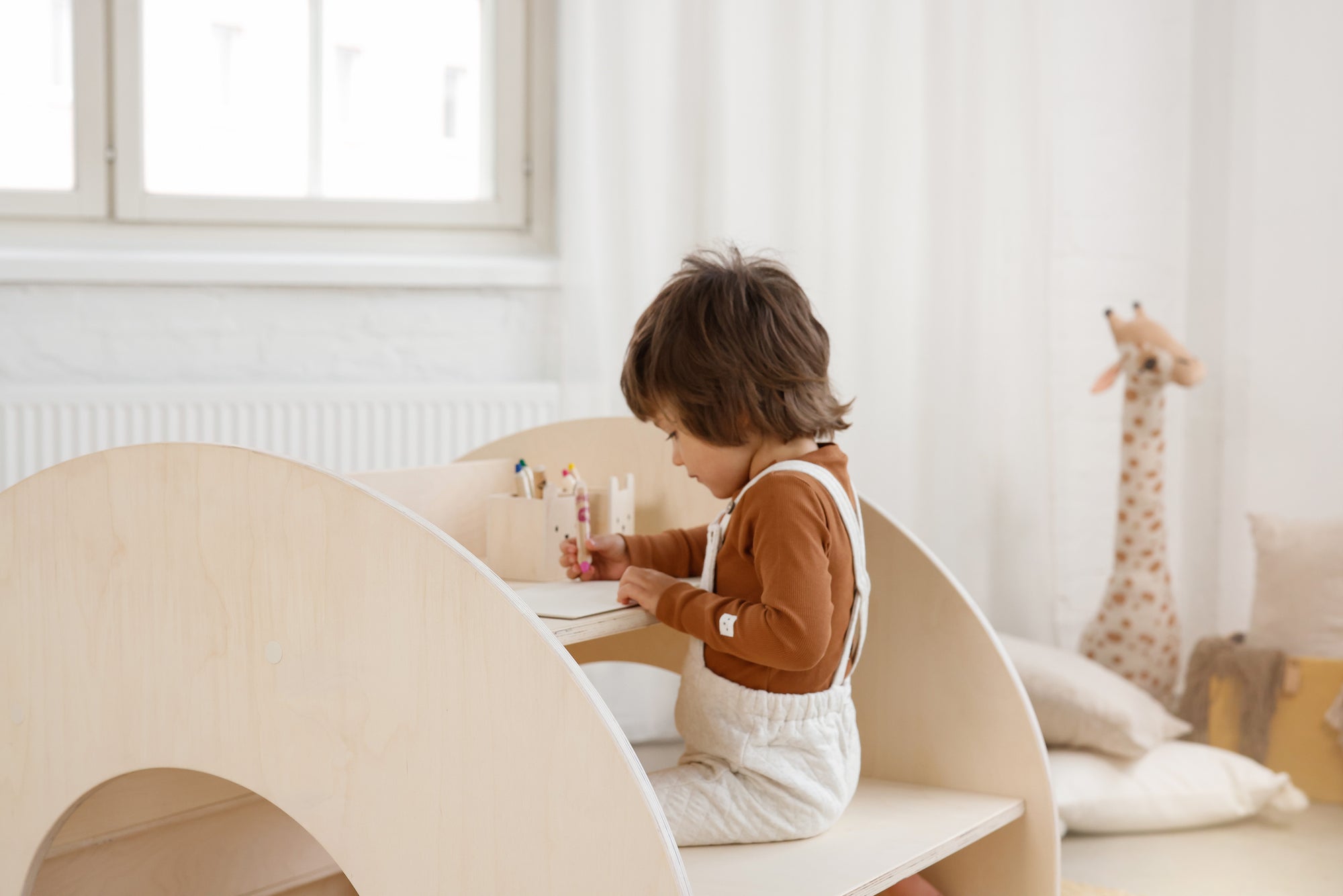 Fitwood Kumpu Montesorri Children&#39;s Desk and Bookcase | Birch