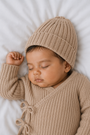 Knitted Pom Beanie | Brown