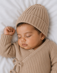 Knitted Pom Beanie | Brown
