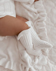 Ruffle Knee Socks | White