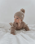 Knitted Pom Beanie | Brown